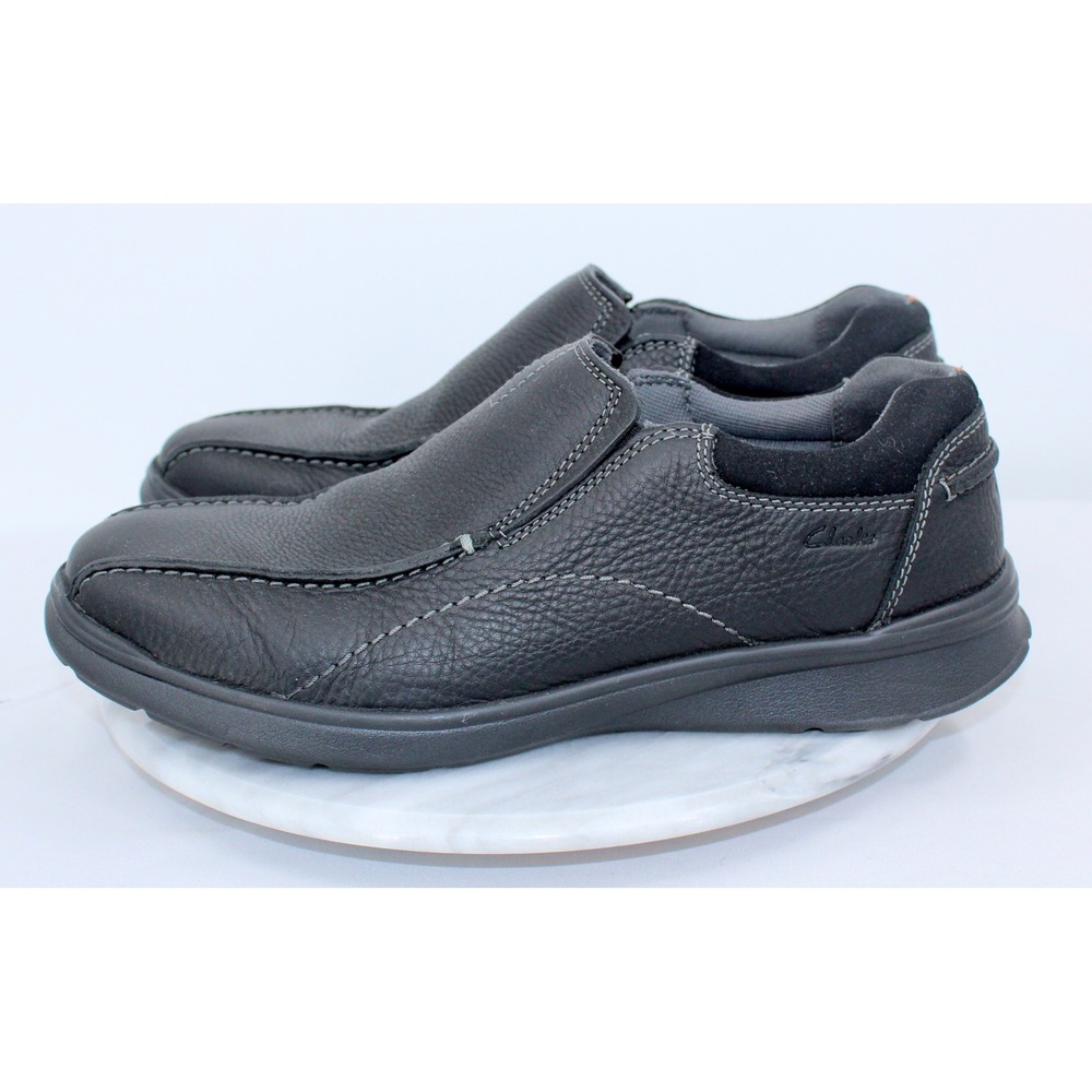 Clarks Collection Mens Black Pebbled Leather Slip On Loafers 26119615 10.5 M